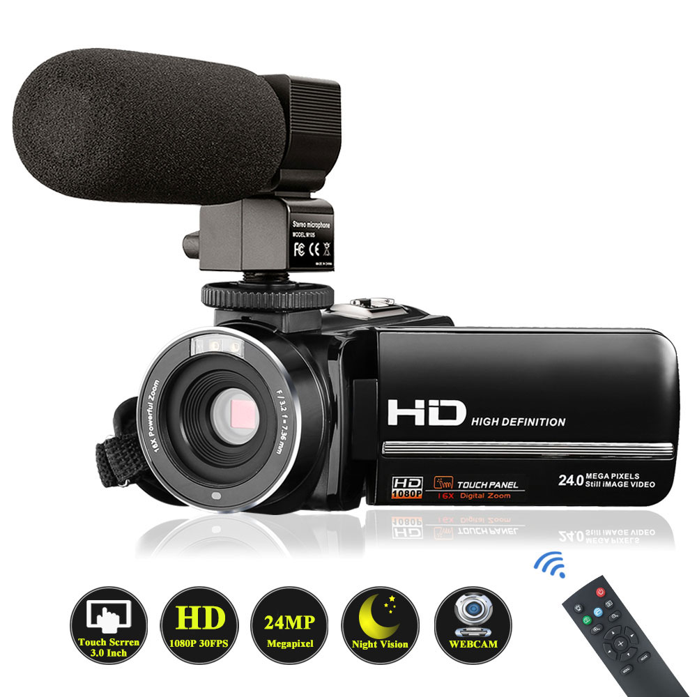Videosky Fhd 1080P 30Fps 24Mp Vlogging Y Video Camera Camcorder With Microphone 