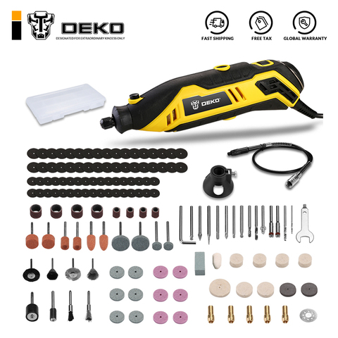 DEKO DKRT01 220V Variable Speed Mini Grinder Electric Drill Cutting Polishing Drilling Rotary Tool with Dremel Accessories ► Photo 1/6