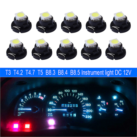 10x T3 T4.2 T4.7 T5 B8.3 B8.4 B8.5 LED Car light Bulb Luces LED Para 1 LEDs 1210 5050 SMD Auto Interior Side light ► Photo 1/6