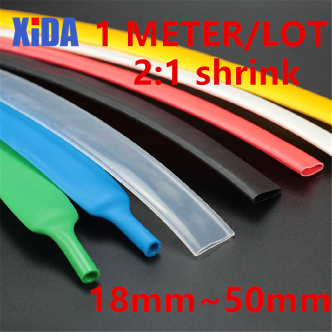 1M/lot 7 Color 18mm/20mm/22mm/25mm/28mm/30mm/35mm/40mm/50mm Electronic Heat Shrink Tubing 2:1 Heat Shrinkable Tube Sleeving Wrap ► Photo 1/6