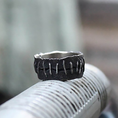 EYHIMD Antique Vintage 316L Stainless Steel Ring Frankenstein Flesh Ring Wedding Band Rings Men Biker Jewelry ► Photo 1/3