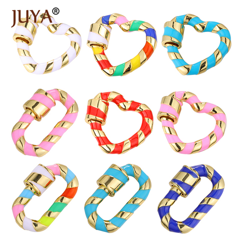 JUYA Jewelry Making Enamel Screw Heart Pendants Clasps Rainbow Lock Carabiner for Women Bracelet Necklaces Hand Made Accessories ► Photo 1/6