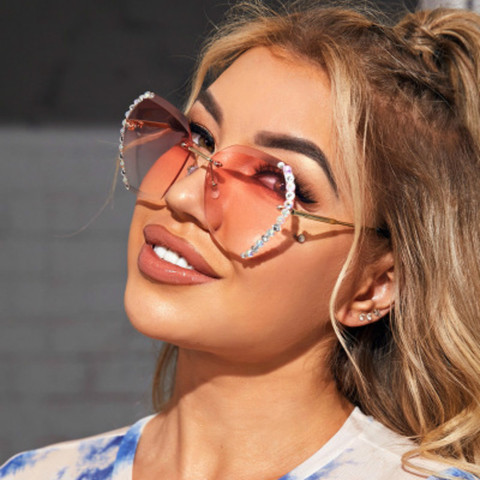 Modern Vintage Fashion Oversized Rimless Sunglasses Women Famous Luxury Brand Design Sexy Diamond Square Sun Glasses For Female ► Photo 1/5