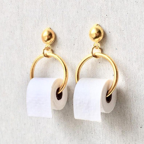 2022 Funny Earrings 3D Roll Paper Dangle Earring Geometric Drop Earrings Creative Paper Towel Toilet Paper Studs for Women ► Photo 1/6