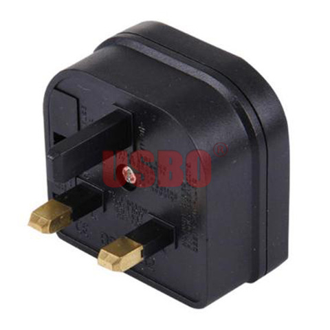 Black white Copper 13A 250V fused EU to UK 3 pins power cable plug converter British Hong Kong detachable plug socket convertor ► Photo 1/6
