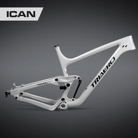 ICAN bikes suspension bike frame 27.5er MTB carbon frame P1 travel 130mm with white paint ► Photo 1/6