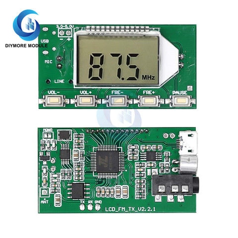 FM Transmitter Module DC 3-5V DSP PLL 87-108MHz Frequency LCD Digital Display with Wireless Microphone Audio Transmitting ► Photo 1/6