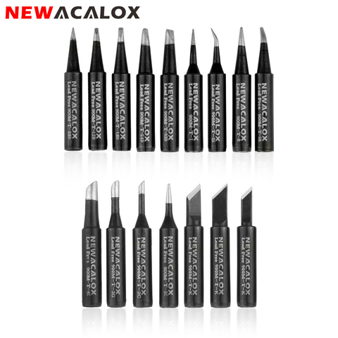 NEWACALOX 16pcs/lot Lead-free Soldering Iron Tips Black Metal 900M Welding Tips for Hakko Rework Soldering Station Tool Kits ► Photo 1/6