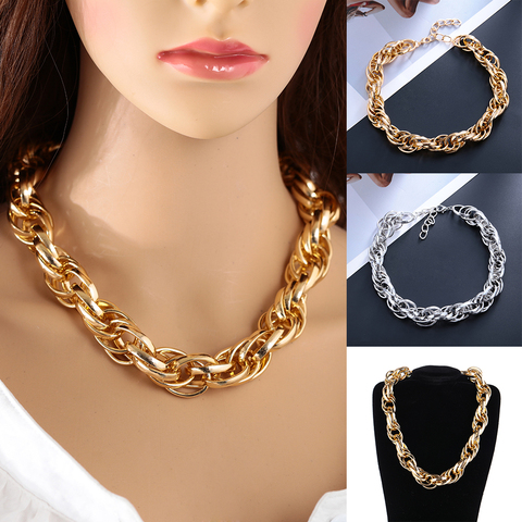 Punk Gothic Big Chunky Chain Choker Necklace Collar Accessories Rock Men Cuban Thick Twist Chain Necklace for Women Jewelry ► Photo 1/6