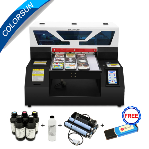 Colorsun automatic A3 UV flatbed printer with ink for Phone case metal glass bottle printing machine a3 UV printer L1800 ► Photo 1/6