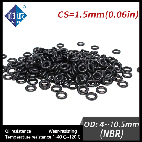 20PCS/lot Rubber Black NBR CS1.5mm OD4/4.5/5/5.5/6/6.5/7/7.5/8/8.5/9/9.5/10/10.5mm O Ring Gasket Oil resistant waterproof ► Photo 1/6