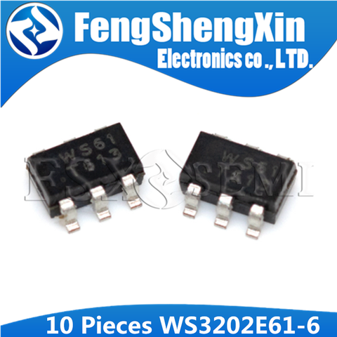 10PCS WS3202E61-6 WS61 SOT23 WS3202E SOT23-6 WS3202E61-6/TR  Overvoltage and overcurrent protection chip ► Photo 1/1