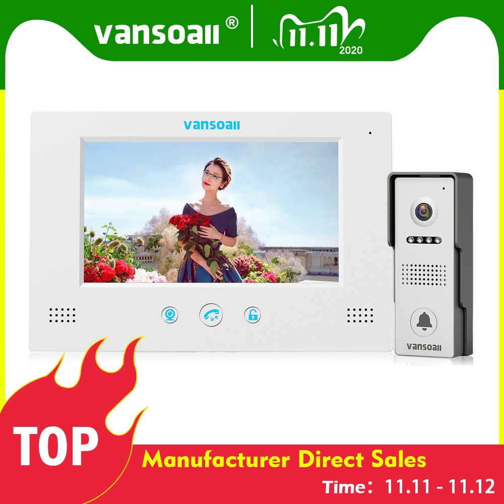 VANSOALL 4-Wired Video Door Phone Intercom System 7" Monitor Support Unlock