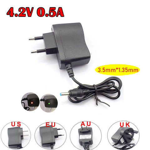 AC To DC 4.2V 0.5A 500ma Power Adapter 3.7V 18650 Rechargeable Battery Torch Headlight Charging Supply 3.5mmx1.35mm Plug Charger ► Photo 1/6