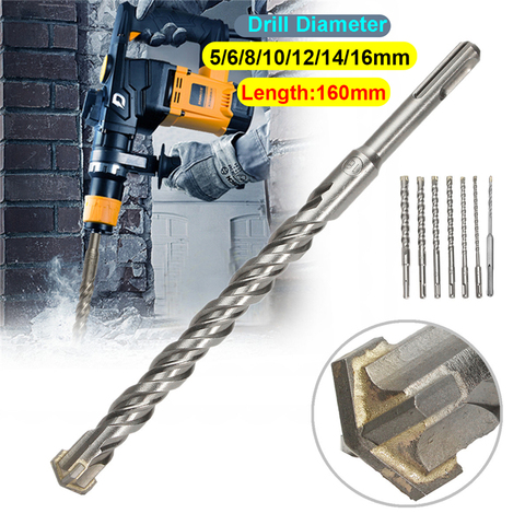 160mm Hammer Drill Bits 5/6/8/10/12/14/16mm Cross Type Tungsten Steel Alloy Double SDS Plus for Masonry Concrete Rock Stone ► Photo 1/6