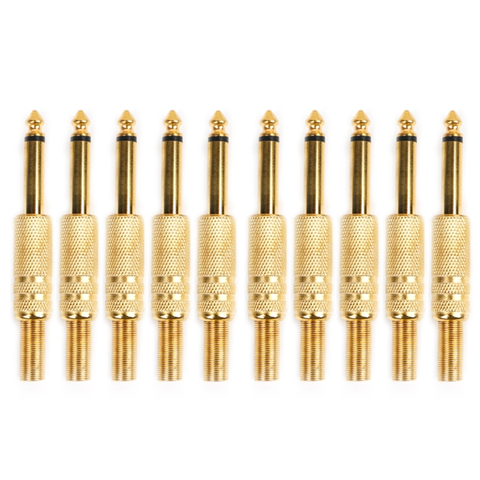 10 Pcs Gold Plated 6.35mm Male 1/4 Mono Jack Plug Audio Connector Soldering ► Photo 1/1