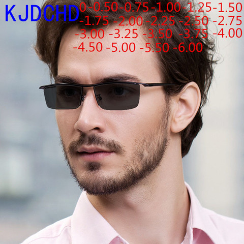 Titanium Alloy Half Frame Photochromism Prescription Glasses Chameleon Myopia Glasses With Degree -1.0 -1.25 -1.5 To -6.0 ► Photo 1/6