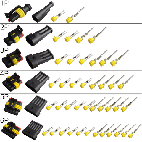 1 sets Kit 1 2 3 4 5 6Pin Way Weather pack auto connector  Waterproof Weatherpack Electrical Wire Connector Plug ► Photo 1/6