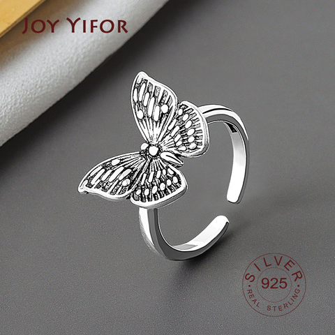 Real 925 Sterling Silver Geometric butterfly shape  Adjustable Ring Minimalist Fine Jewelry For Women Party Gift ► Photo 1/6