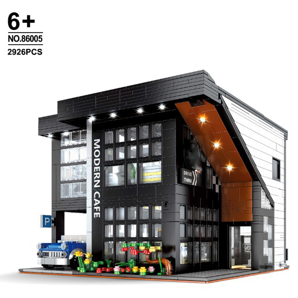 Iluminar Mini Street View Building Blocks Postre Coffee Store Compatib 