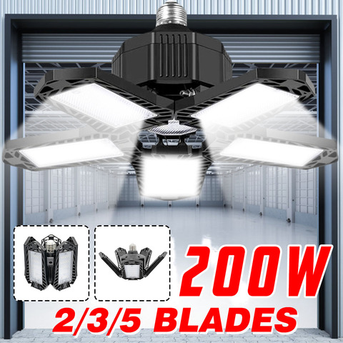 New 200W 5 Adjustable Panels LED Garage Light E26/E27 Deformable Ceiling Light Warehouse Lighting Bulb For Home Workshop ► Photo 1/6