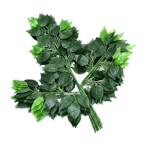 12pcs Artificial Leaves Plastic Tree Artificial Ficus Leaf Ginkgo Biloba Branches Outdoor Fake Leaves for DIY Office Home Decor ► Photo 1/6
