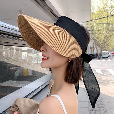 Oversize Straw Bucket Hat Women Bow Women's Summer Visor Cap 2022 Fashion Fishing Hat Bob Men's Panama Hats bone feminino MZ015 ► Photo 1/6