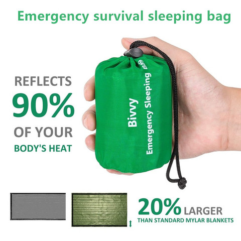 Waterproof Lightweight Thermal Emergency Sleeping Bag Bivy Sack - Survival Blanket Bags Camping, Hiking, Outdoor, Activities ► Photo 1/6