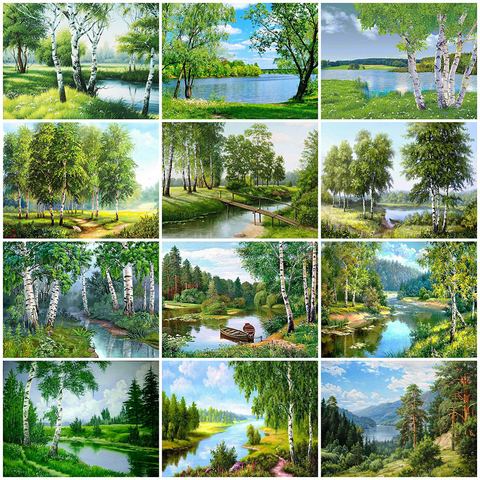 Evershine Diamond Painting Tree Rhinestone Picture 5D DIY Diamond Embroidery Lake Landscape Cross Stitch Mosaic Home Decor Gift ► Photo 1/6