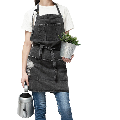 New Adults Apron Adjustable Housekeeping Denim Apron Cooking