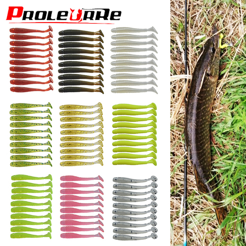 Proleurre jig Wobblers Worm Soft Bait 50mm 0.8g Fishing Lures Artificial Silicone T tail Soft Tail Baits Plastic Maggot Swimbait ► Photo 1/6