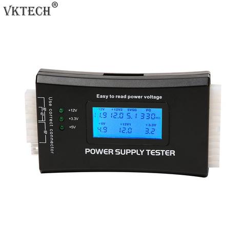 Quick Test Digital LCD Power Bank Supply Tester Computer 20/24 Pin Power Supply Tester Support 4/8/24/ATX 20 Pin Interface ► Photo 1/6