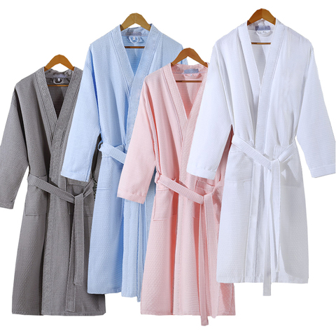 Lovers Summer Fashion  Waffle Bathrobe Women Suck Water Kimono Bath Robe Plus Size Sexy Peignoir Dressing Gown Bridesmaid Robes ► Photo 1/6