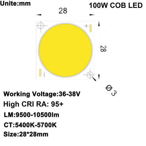 DIY LED U-HOME High CRI 95+ 100W DC36V-38V COB LED Daylight White/Radiator Heatsink or CPU Cooling Fan DIY Home Cinema Projector ► Photo 1/6