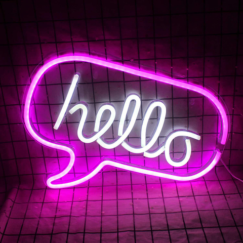 hello Neon Signs LED Poster Cool Store Wallpaper Neon lamp 5V USB Powered Indoor Lighting Wall Decoration leds neon light ► Photo 1/1