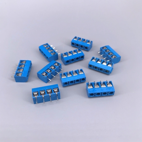 10 pcs 4 Pin Screw Blue and Green PCB Terminal Block Connector 5mm Pitch ► Photo 1/6