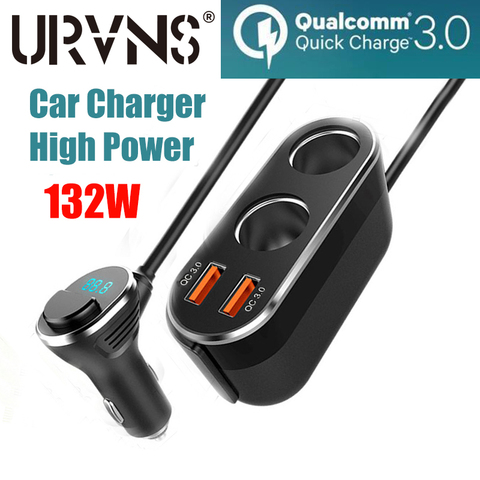 URVNS 120W Car Cigarette Lighter Socket Splitter Charger Dual USB QC 3.0 Quick Charge 36W Power Adapter Plug Digital Display ► Photo 1/6