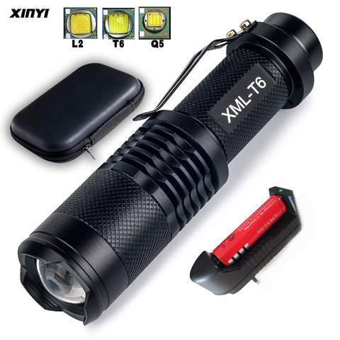 8000LM Super Bright Mini Led flashlight  torch Q5/T6/L2 linterna led lanterna Zoomable fishing Camping Bicycle Light 14500/18650 ► Photo 1/6