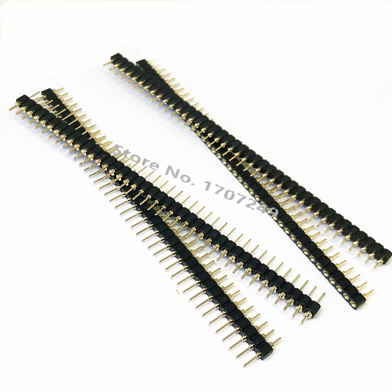 20Pcs Gold Plated 2.54mm Male 40 Pin Single Row Straight Round Pin Header Strip 