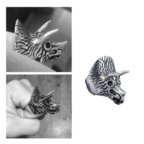 Titanium Steel Personal Triceratops Self Defense Ring Unisex Punk Anti-wolf Finger Ring Vintage Wolf Rings Gift Safety Tool ► Photo 1/6