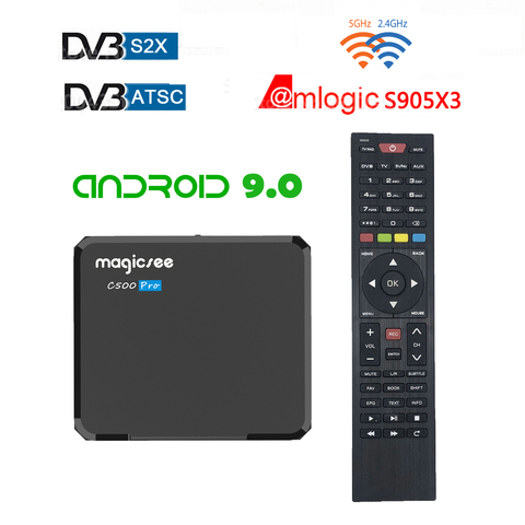 Magicsee c500 Pro s905x3 Android Tv Box Digital Satellite Receiver DVB-S2X/ATSC DVB Android 4k tvbox For Mexico / USA / Canada ► Photo 1/6