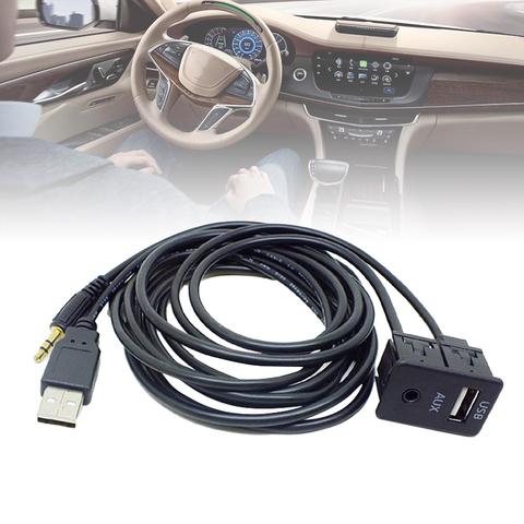 150cm Car Dash Flush Mount USB Port Panel Auto Boat Truck 3.5mm AUX USB Extension Cable Adapter For Toyota VW Nissan KIA Honda ► Photo 1/6