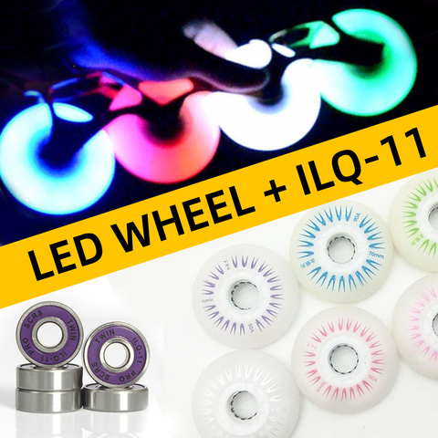 4pcs Skating Wheel LED Flash Roller Skates Wheels 72 76mm 80mm Slalom FSK Tyre for SEBA High HV HL FRM FR Patines ILQ-11 Bearing ► Photo 1/6