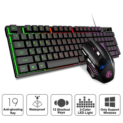 RGB Gaming keyboard Gamer keyboard and Mouse With Backlight USB 104 keycaps Wired Ergonomic Russian Keyboard For PC Laptop ► Photo 1/1
