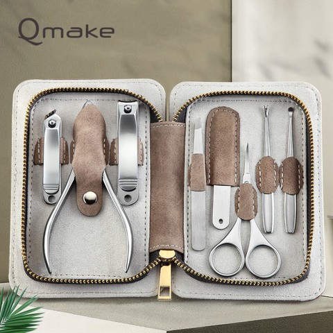 Higher Quality Than Ever Stainless Steel Nail Clipper Pedicure Set with Scissor Tweezer Professional PU Cover Manicure Tools ► Photo 1/6