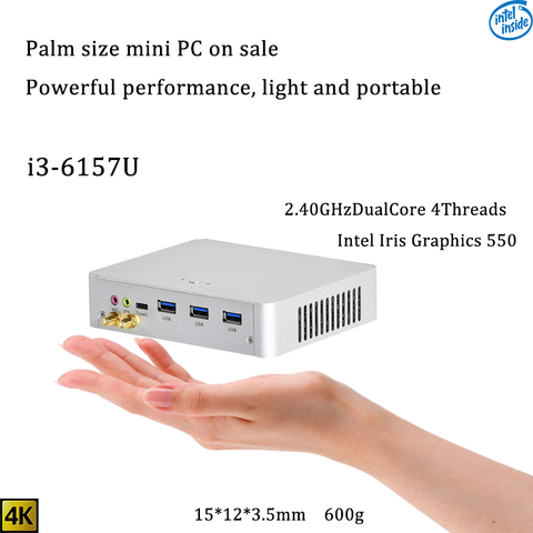 New IntelCore 6th Gen Mini PC i3 6157U Intel iris 550 win10 DualCore 4Threads 2.4G+5G+Bluetooth Nas Freeshipping  pc ► Photo 1/4