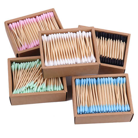 200PCS/Box Double Head Cotton Swab Bamboo Sticks Cotton Swab Disposable Buds Cotton For Beauty Makeup Nose Ears Cleaning ► Photo 1/6