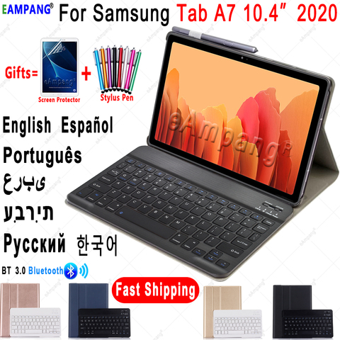 Case for Samsung Galaxy Tab A7 10.4 2022 Keyboard Case SM-T500 SM-T505 Cover Russian Spanish English Bluetooth Keyboard Funda ► Photo 1/6