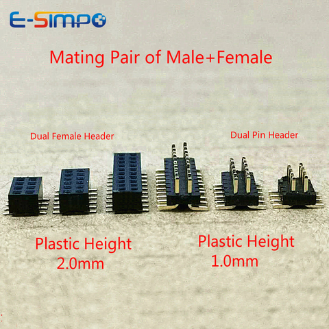 100pcs 1.27mm Thin Double Row SMD Pin Header PH1.0mm Low Profile Female Header (PH2.0mm) pcb connector 2x4/5/6/7/8/10/12/32/50P ► Photo 1/5