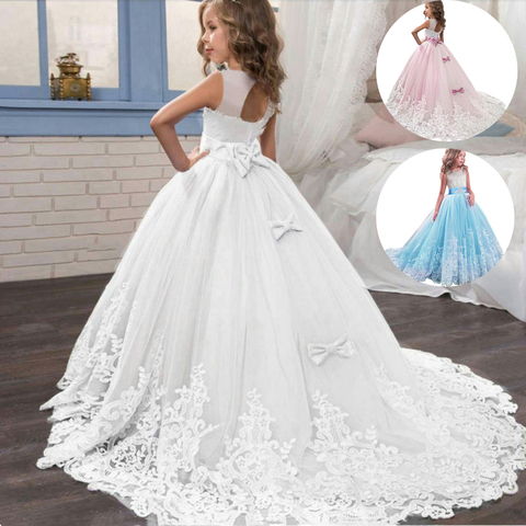 2022 Summer Girls Dress Long Bridesmaid Kids Dresses For Girls Children Princess Dress Party Wedding Dress 3 10 12 Years Vestido ► Photo 1/6